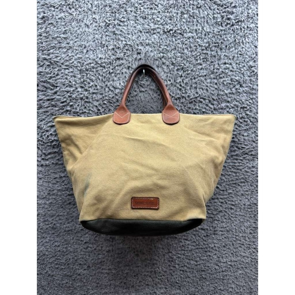 Vintage Dooney & Bourke Women's Leather‎ Trim Canvas Tote Bag Beige Black